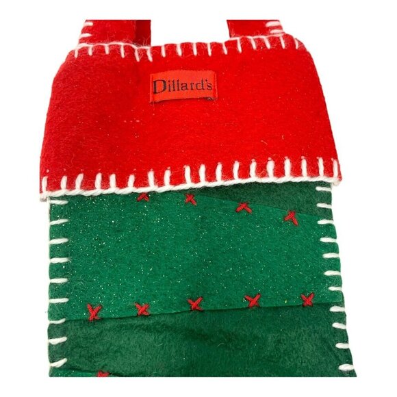 Vintage Felt Christmas Stocking Red Green 18" Classic Traditional Dillards - Picture 3 of 11